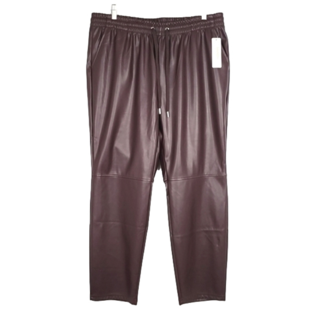 Laundry by Shelli Segal Bordeaux Faux Leather Drawstring Pants Pockets XL